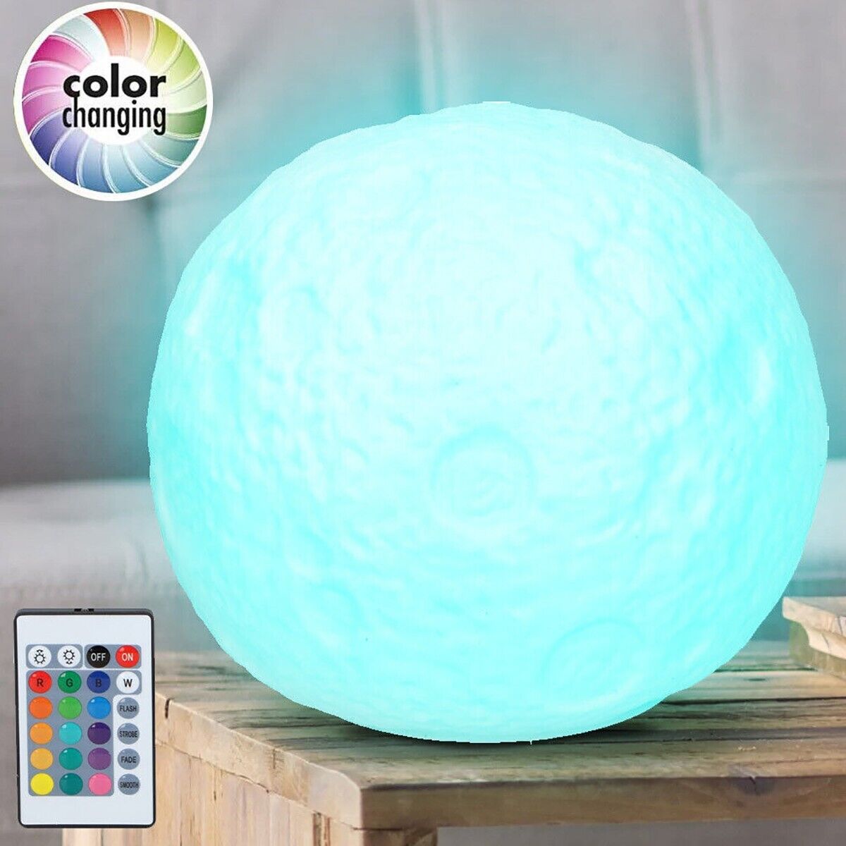LAMPADA DA TAVOLO LUNA LUCE LED RGB CON TELECOMANDO MOON LAMP 11,5CM A BATTERIA