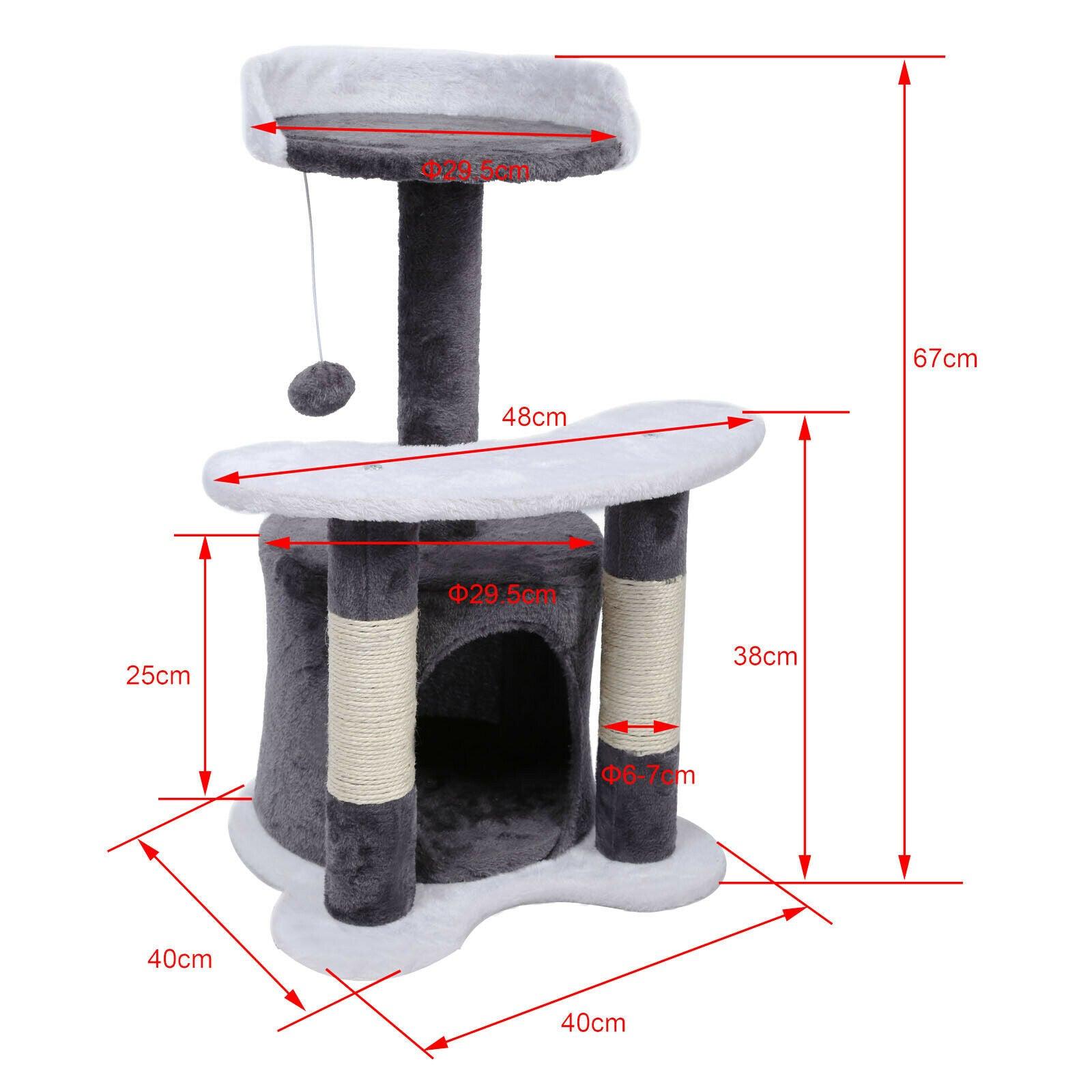 Tiragraffi per gatti 65 cm piattaforma in sisal nicchia e palla gioco tiragraffi grigio e bianco 16_0000003