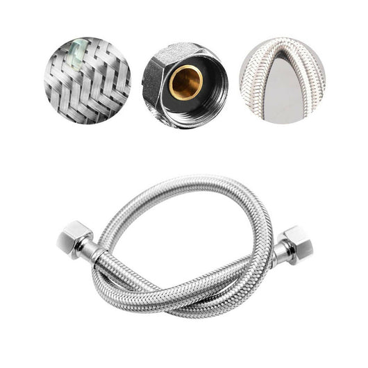 COPPIA TUBO FLESSIBILE 60CM TUBI ACQUA CALDA E FREDDA CALDAIA 1/2X1/2 02074