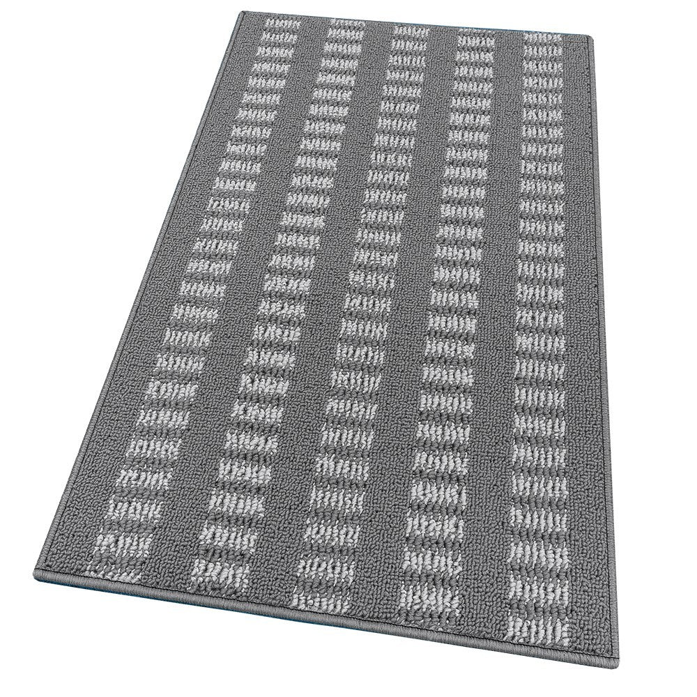 Tappeto Cucina Morbido 3D Assorbente Lavabile Antiscivolo Passatoia Bordata A Righe 57x270 Grigio