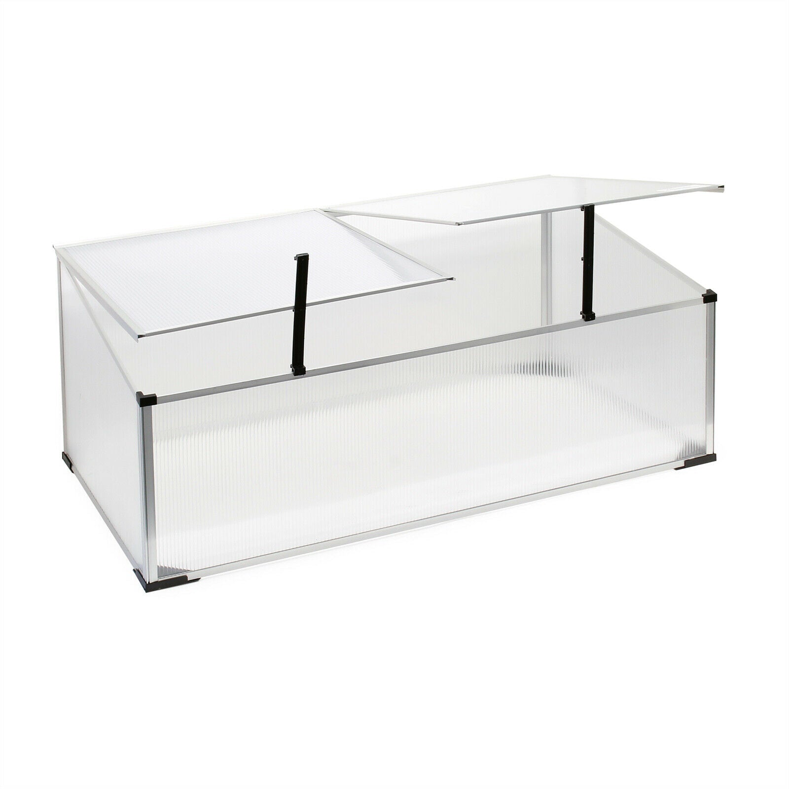 Mini serra da giardino in alluminio e policarbonato 100 x 60 x 40 cm apertura con cilindro vegetale 16_0002679