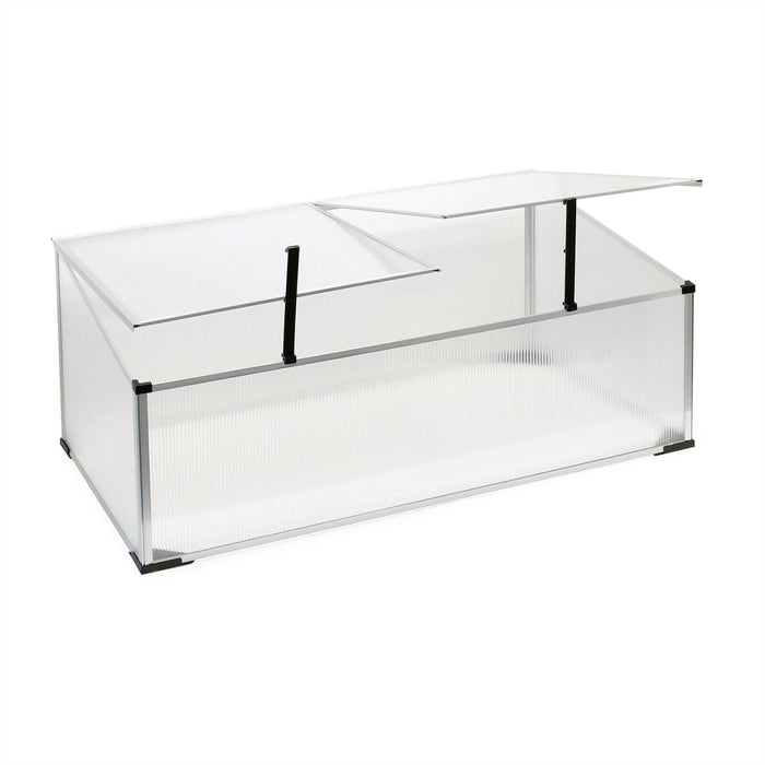 Mini serra da giardino in alluminio e policarbonato 100 x 60 x 40 cm apertura con cilindro vegetale 16_0002679