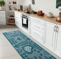 Tappeto Cucina Antiscivolo Cuori 3D Lavabile Moderno Assorbente Blu 57x270 cm