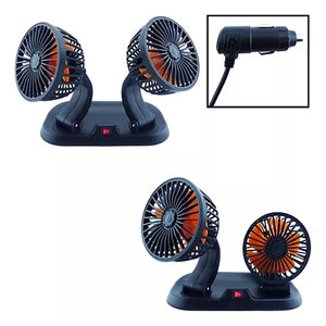 DOPPIO VENTILATORE PER AUTO 24V PORTATILE DA VIAGGIO REGOLABILE ARIA FRESCA