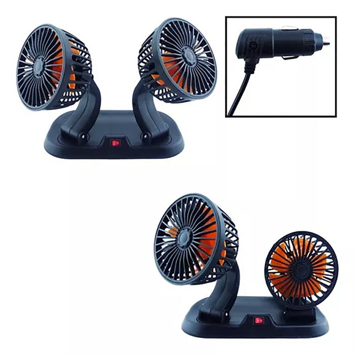 DOPPIO VENTILATORE PER AUTO 24V PORTATILE DA VIAGGIO REGOLABILE ARIA FRESCA