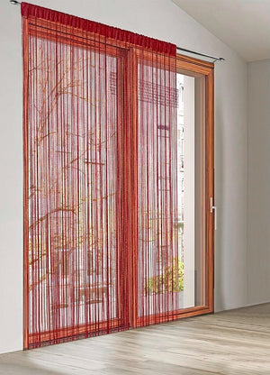 Tenda a Fili Elegante Per Porte Finestre Pannello 140x290 Cm Divisorio Camere Stanze Ambienti Bordeaux