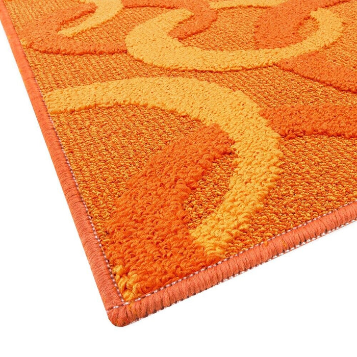 Tappeto Cucina 50x100 Cm Tridimensionale Cerchi 3D Assorbente Morbido Moderno Antiscivolo Arancione
