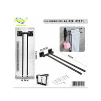 PORTA ASCIUGAMANI 2 ASTE SUPPORTO PER BAGNO DA MURO ASTA CASA NERO 02121