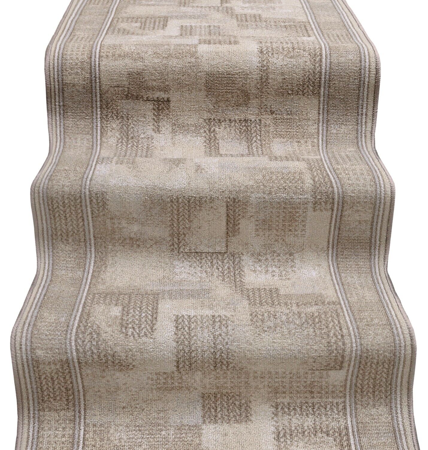 Passatoia Scala Scalinata Ingresso 67x280 Cm Bordata Tappeto Corridoio Gradini Antiscivolo Beige
