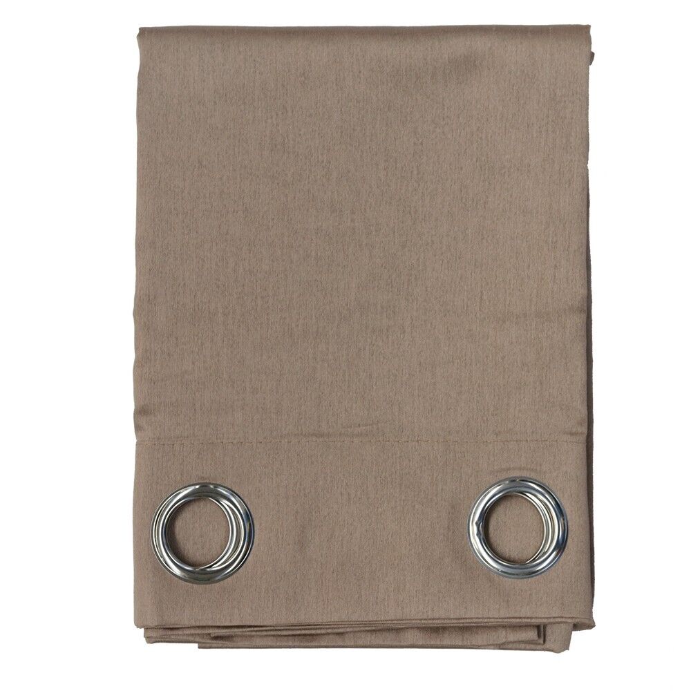Tenda Porta Finestra 140x280 Cm Raso Sintetico 1 Pannello Coprente Occhielli Acciaio Tortora
