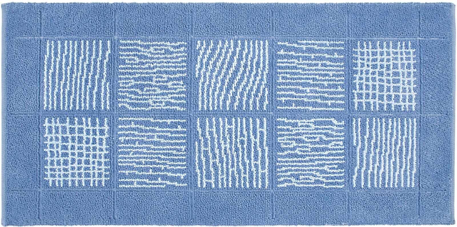 Tappeto Scendiletto Camera Bagno 65x140 cm Shaggy Puro Cotone Assorbente Antiscivolo Azzurro