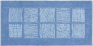 Tappeto Scendiletto Camera Bagno 65x140 cm Shaggy Puro Cotone Assorbente Antiscivolo Azzurro