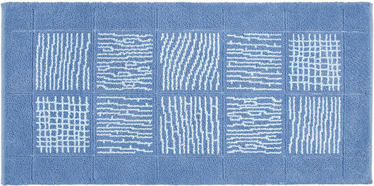 Tappeto Scendiletto Camera Bagno 65x140 cm Shaggy Puro Cotone Assorbente Antiscivolo Azzurro