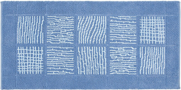 Tappeto Scendiletto Camera Bagno 65x140 cm Shaggy Puro Cotone Assorbente Antiscivolo Azzurro