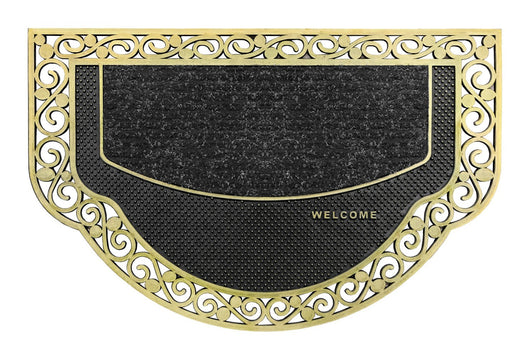 Zerbino Ingresso Semiluna Elegante Welcome Antiscivolo Gomma Robusta Tappeto Assorbente Oro