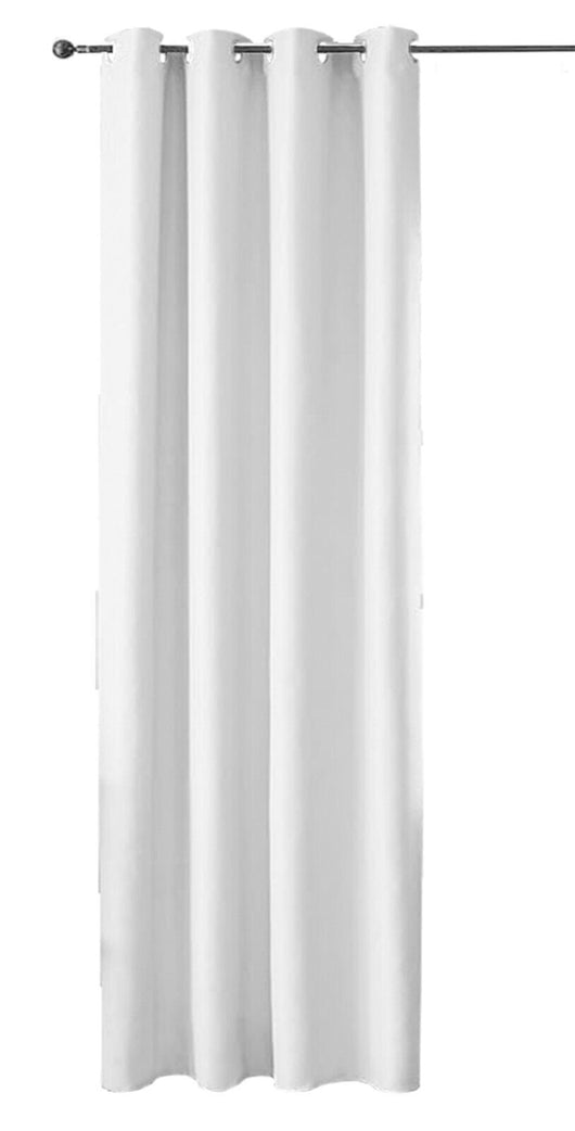 Tenda Porta Finestra 140x280 Cm Raso Sintetico 1 Pannello Coprente Occhielli Acciaio Bianco