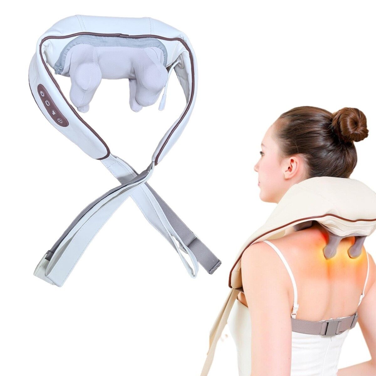 MASSAGGIATORE SHIATSU CERVICALE COLLO GAMBE GLUTEI SCHIENA RICARICABILE 1800mAh