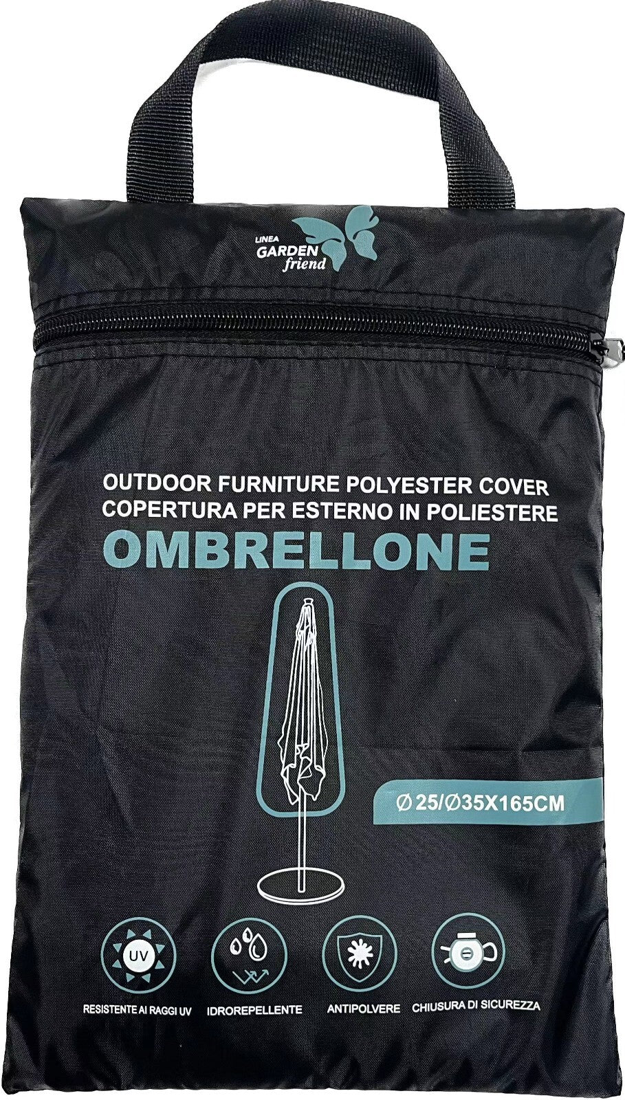 Copertura Protettiva Ø25/35X165H Cm Per Ombrellone Resistente all'Acqua e Raggi UV colore nero C2438109