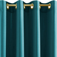 Tenda Porta Finestra 140x280 Cm Raso Sintetico 1 Pannello Coprente Occhielli Acciaio Petrolio