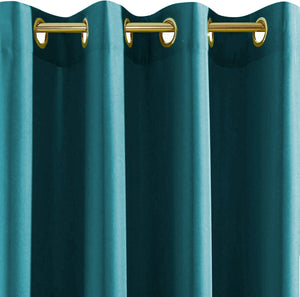 Tenda Porta Finestra 140x280 Cm Raso Sintetico 1 Pannello Coprente Occhielli Acciaio Petrolio