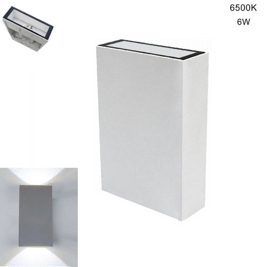 APPLIQUE PARETE LED 6W LAMPADA MURO IP65 MODERNO DOPPIA LUCE FREDDA 6500K 20299