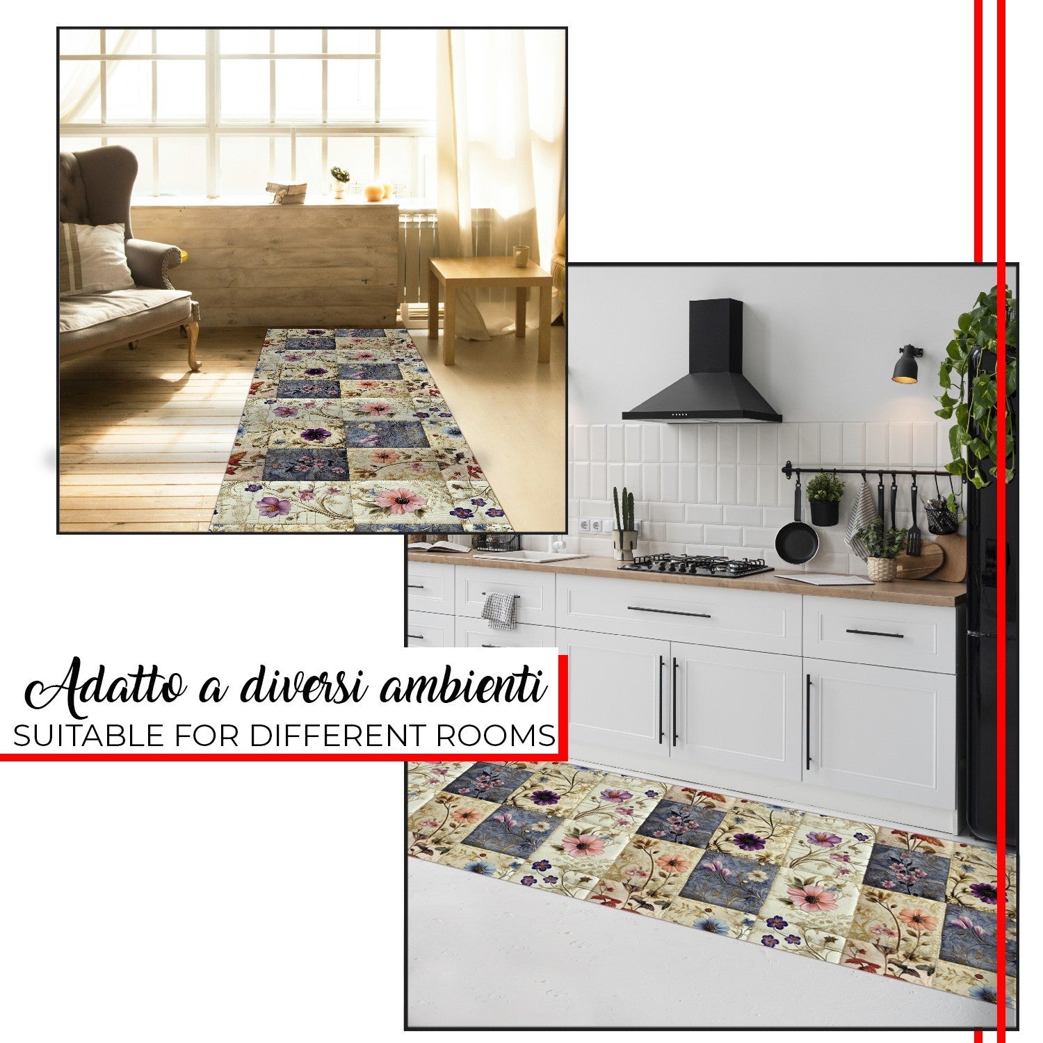 Tappeto Cucina Gomma Pvc 51x250 cm Antimacchia Passatoia Antiscivolo Antisfilo Lavabile Dis_D