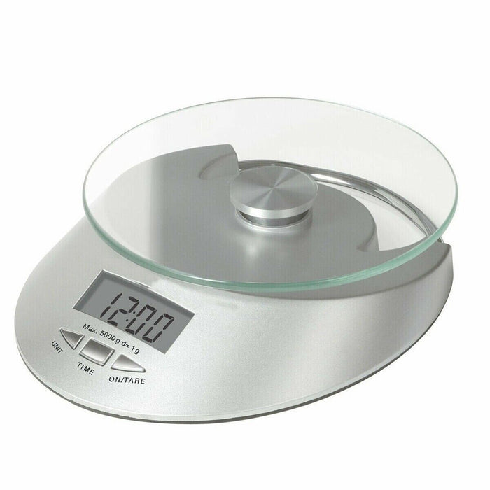 BILANCIA DIGITALE DA CUCINA DISPLAY LCD PIATTO IN VETRO FUNZIONE TARA 5KG B03