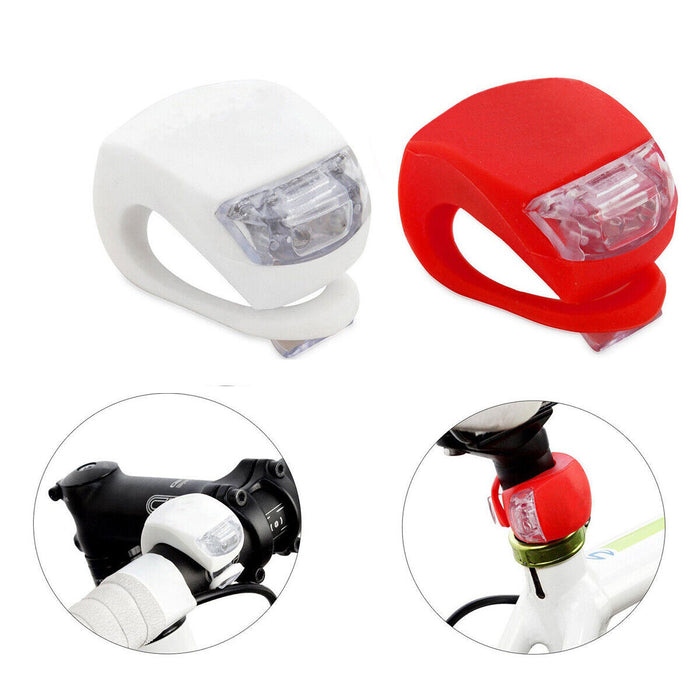 KIT 2 LUCI A LED POSIZIONE BICI SILICONE ANTERIORE POSTERIORE BICICLETTA LIGHT