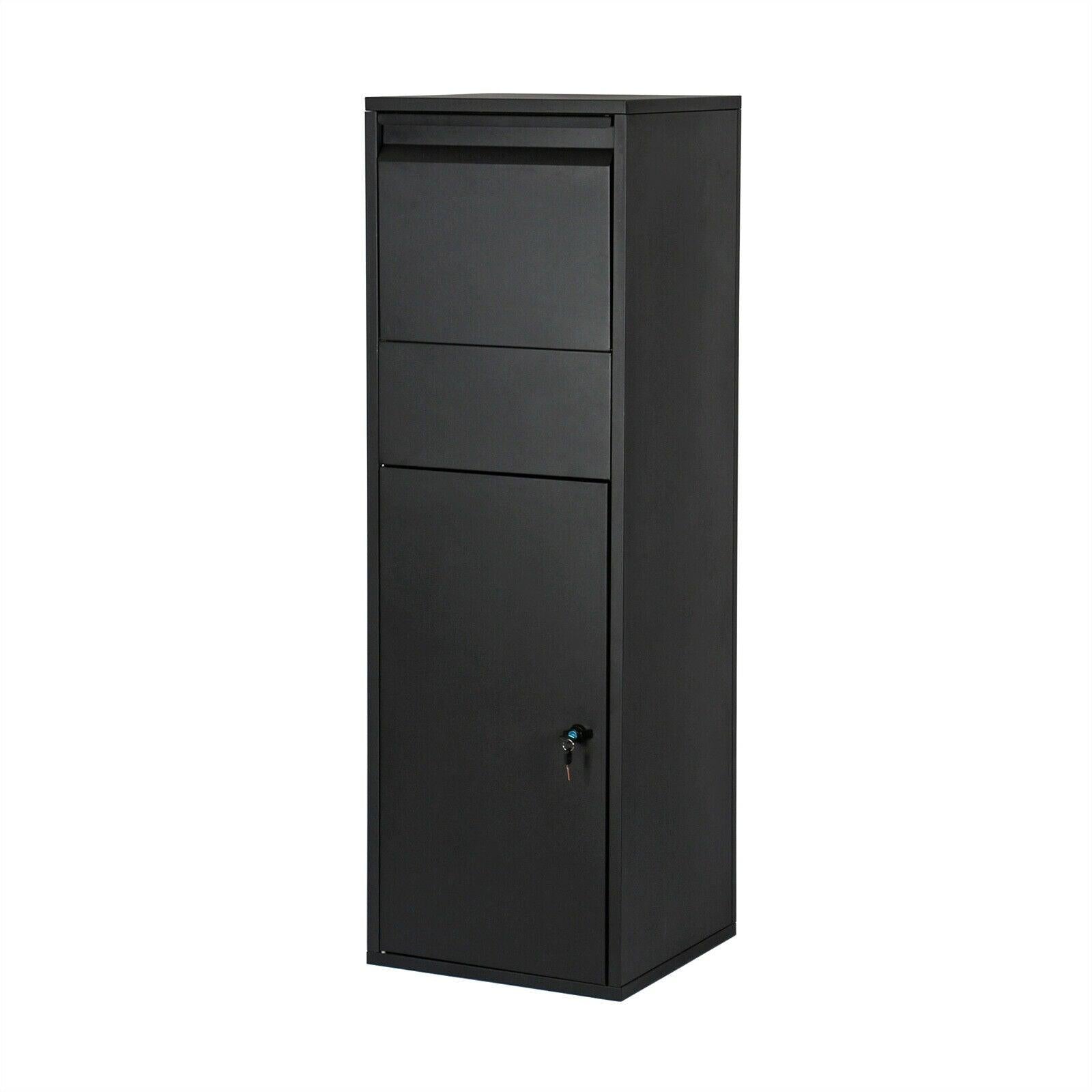 Cassetta postale per pacchi con serratura e supporto per pacchi postali 46 x 45 x 140 cm nero 16_0000115