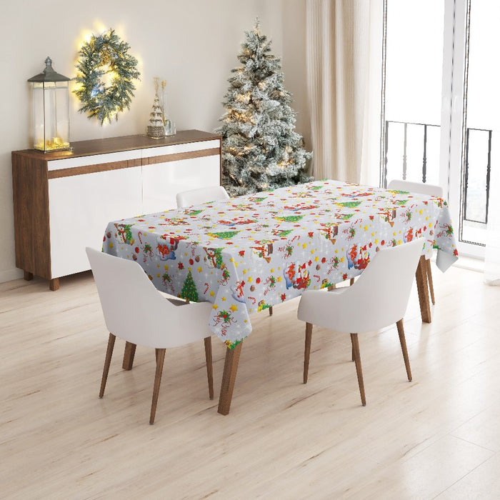 Tovaglia Cucina Natalizia Pupazzo Neve Albero Natale Plastificata Cerata Antimacchia - 140x300 Cm