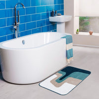 Tappeto Bagno 50x80 Cm Doccia Scendiletto Pelo Raso Morbido Assorbente Antiscivolo Lavabile Blu