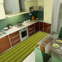Tappeto Cucina Morbido 3D Assorbente Lavabile Antiscivolo Passatoia Bordata A Righe 50x110 Verde