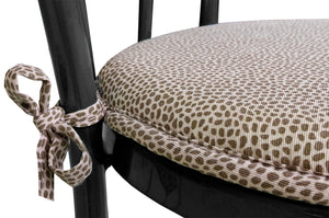 Set 4 Cuscini Sedia Maculati Rotondi Cotone Con Lacci Lavabili Morbidi Coprisedia Tondo Marrone