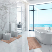Tappeto Bagno Morbido Assorbente Antiscivolo 3D Intrecciato Lavabile Set 3 Pezzi Salmone