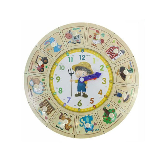 OROLOGIO EDUCATIVO LEGNO BAMBINI animali PUZZLE GIOCO METODO MONTESSORI 53767