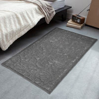 Tappeto Morbido Cotone 63x140 cm Scendiletto Bagno Camera Assorbente Antiscivolo Grigio Scuro