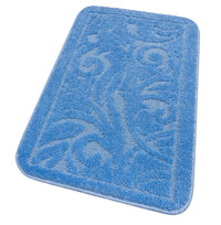 Tappeto Bagno Damascato Scendiletto Camera 50x110 Cm Morbido Assorbente Antiscivolo Azzurro