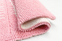 Tappeto Scendiletto Camera Bagno 65x140 cm Shaggy Puro Cotone Assorbente Antiscivolo Rosa