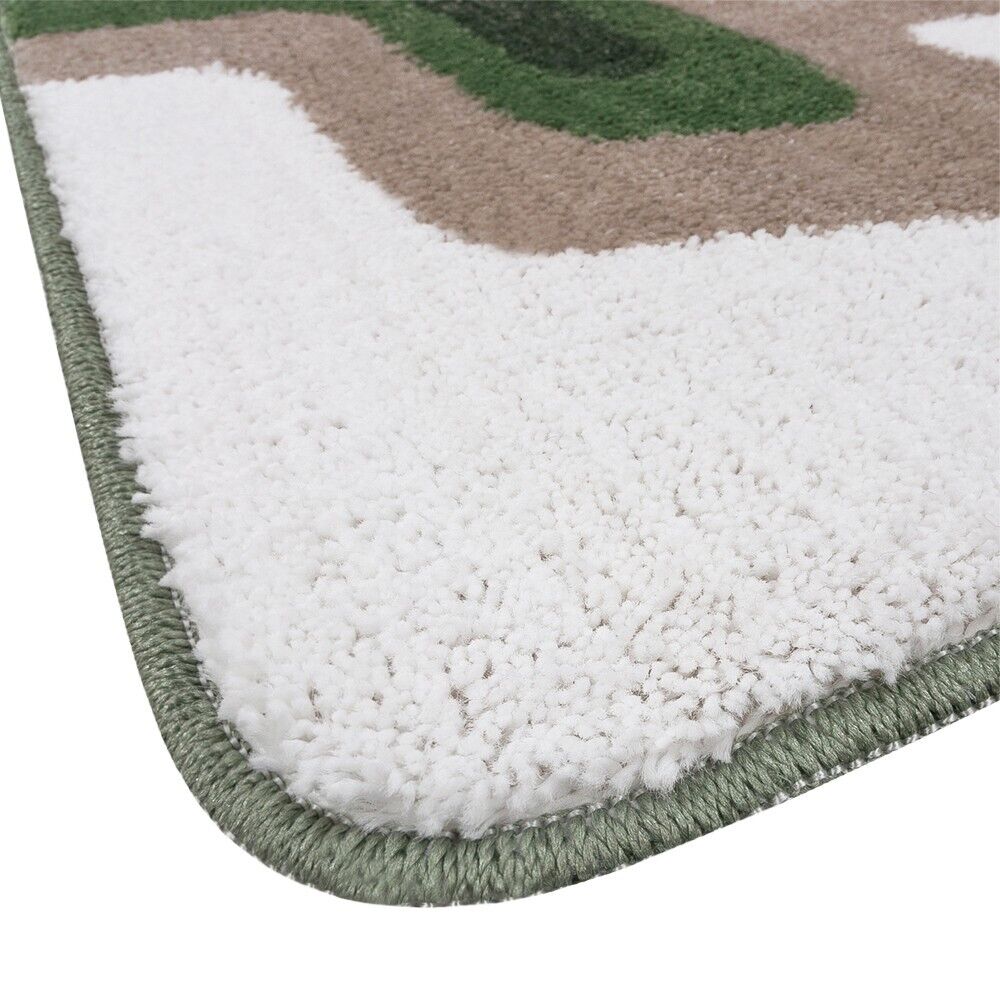 Tappeto Bagno Scendiletto Pelo Raso Morbido Assorbente Antiscivolo Lavabile Set 3 Pezzi Verde