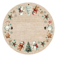 Tappeto Sotto Albero Natale Rotondo 100 Cm Addobbi Decoro Ingresso Natalizio Base Regali Dis D