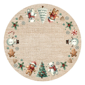 Tappeto Sotto Albero Natale Rotondo 100 Cm Addobbi Decoro Ingresso Natalizio Base Regali Dis D