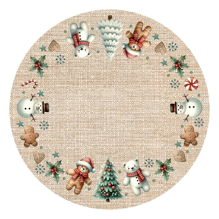 Tappeto Sotto Albero Natale Rotondo 100 Cm Addobbi Decoro Ingresso Natalizio Base Regali Dis D