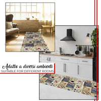 Tappeto Cucina Gomma Pvc 51x340 cm Antimacchia Passatoia Antiscivolo Antisfilo Lavabile Dis_D