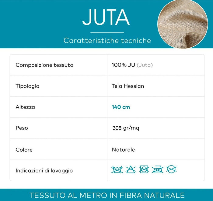 Juta Tessuto Tela Yuta 140x800 Cm Fibra Naturale 305 GR/m² Decorazioni Casa Rivestimenti Bricolage