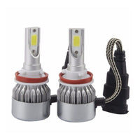 COPPIA LAMPADE LAMPADA AUTO MOTO COB C6 H11 LED 7600LM 72W 6000K BIANCO FREDDO