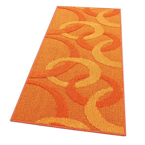 Tappeto Cucina 50x100 Cm Tridimensionale Cerchi 3D Assorbente Morbido Moderno Antiscivolo Arancione