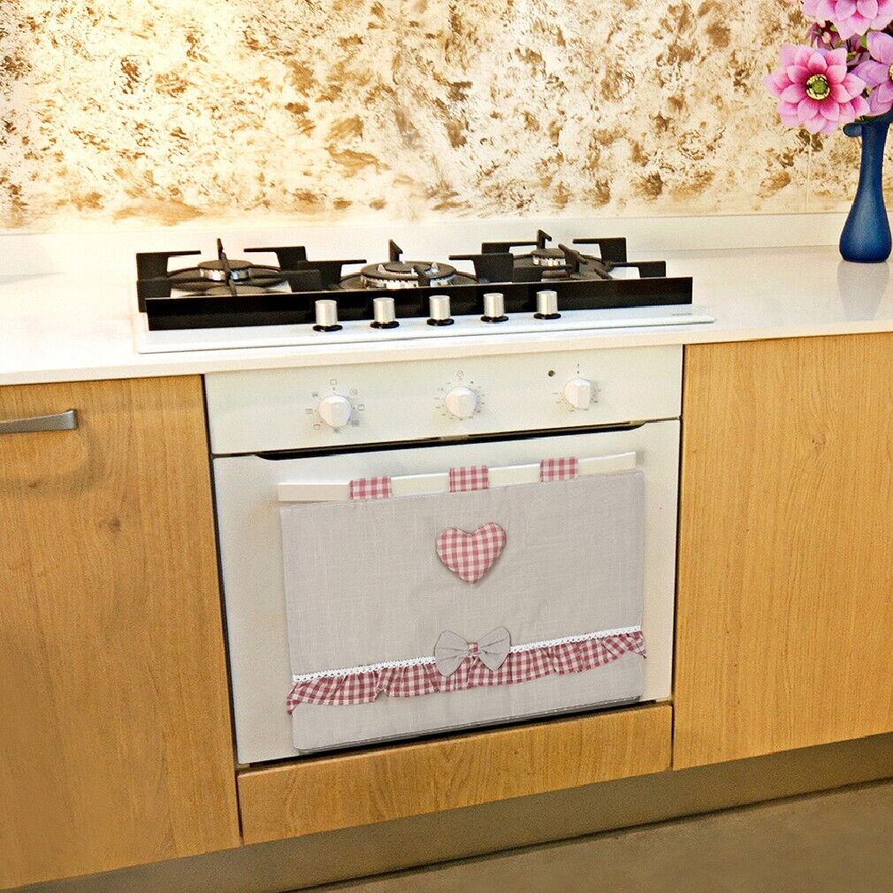 Copriforno Cucina Universale Morbido Cuore Rosso Ricamato Proteggi Forno