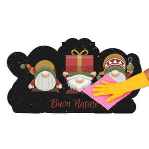 Zerbino Natalizio Moderno Sagomato Gomma Sostenibile 40x70 Cm Natale Ingresso Antiscivolo Dis.A