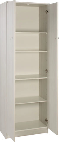 Armadio Utility Multiuso 2 ante 4 ripiani, 5 scomparti | Legno Eucalipto 62x34x182