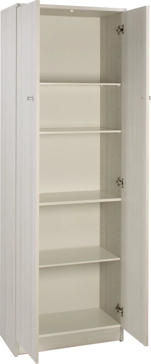 Armadio Utility Multiuso 2 ante 4 ripiani, 5 scomparti | Legno Eucalipto 62x34x182